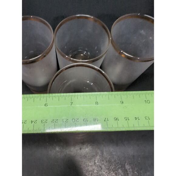 Culver Regency Highball Glasses, Set of 4, VTG MCM Tumblers, 12 Oz Frosted Gold - Picture 9 of 9